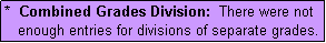 Text Box: *  Combined Grades Division:  There were not
   enough entries for divisions of separate grades.