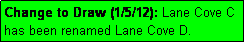 Text Box: Change to Draw (1/5/12): Lane Cove C has been renamed Lane Cove D.