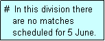 Text Box: #  In this division there
   are no matches
   scheduled for 5 June.